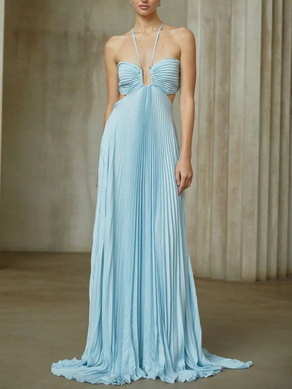 A.L.C Moira Satin Pleated Maxi Dress